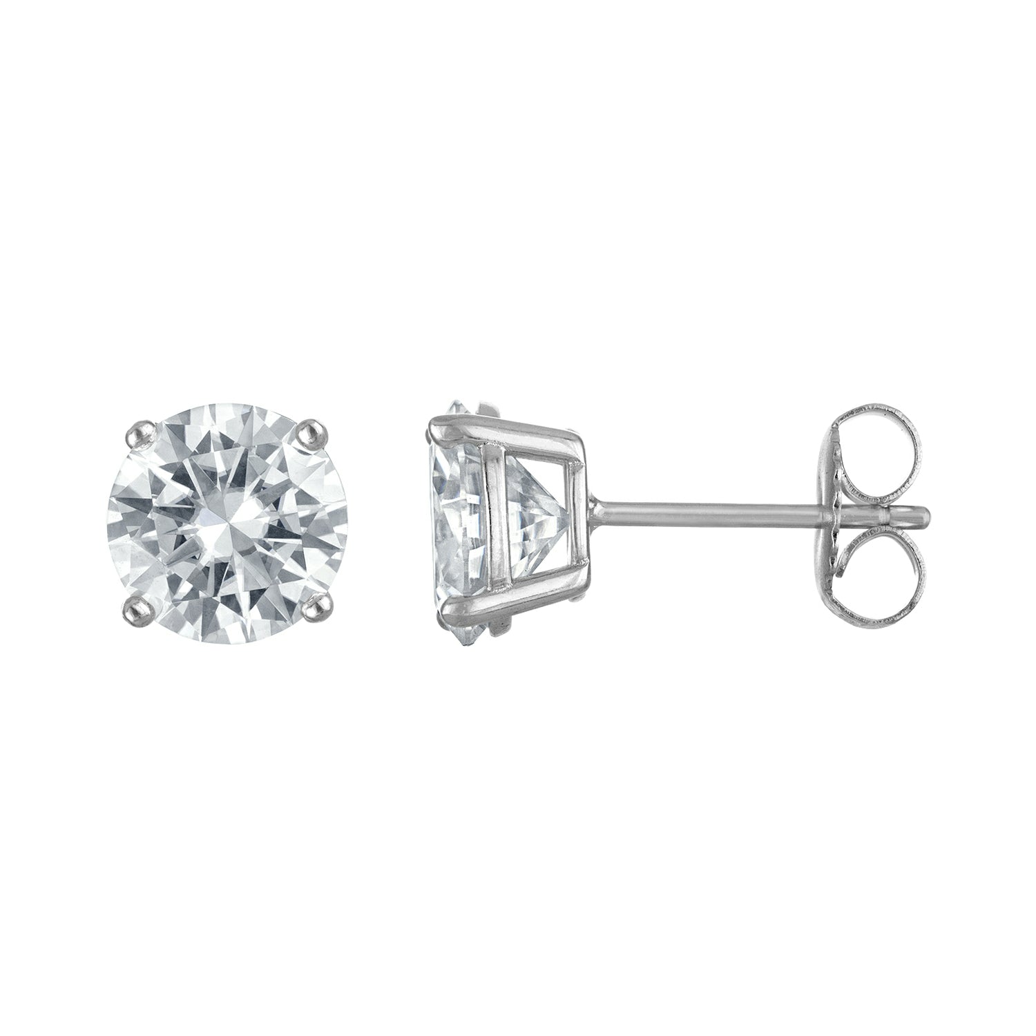 Stud Earrings | Moissanite | Round Basket