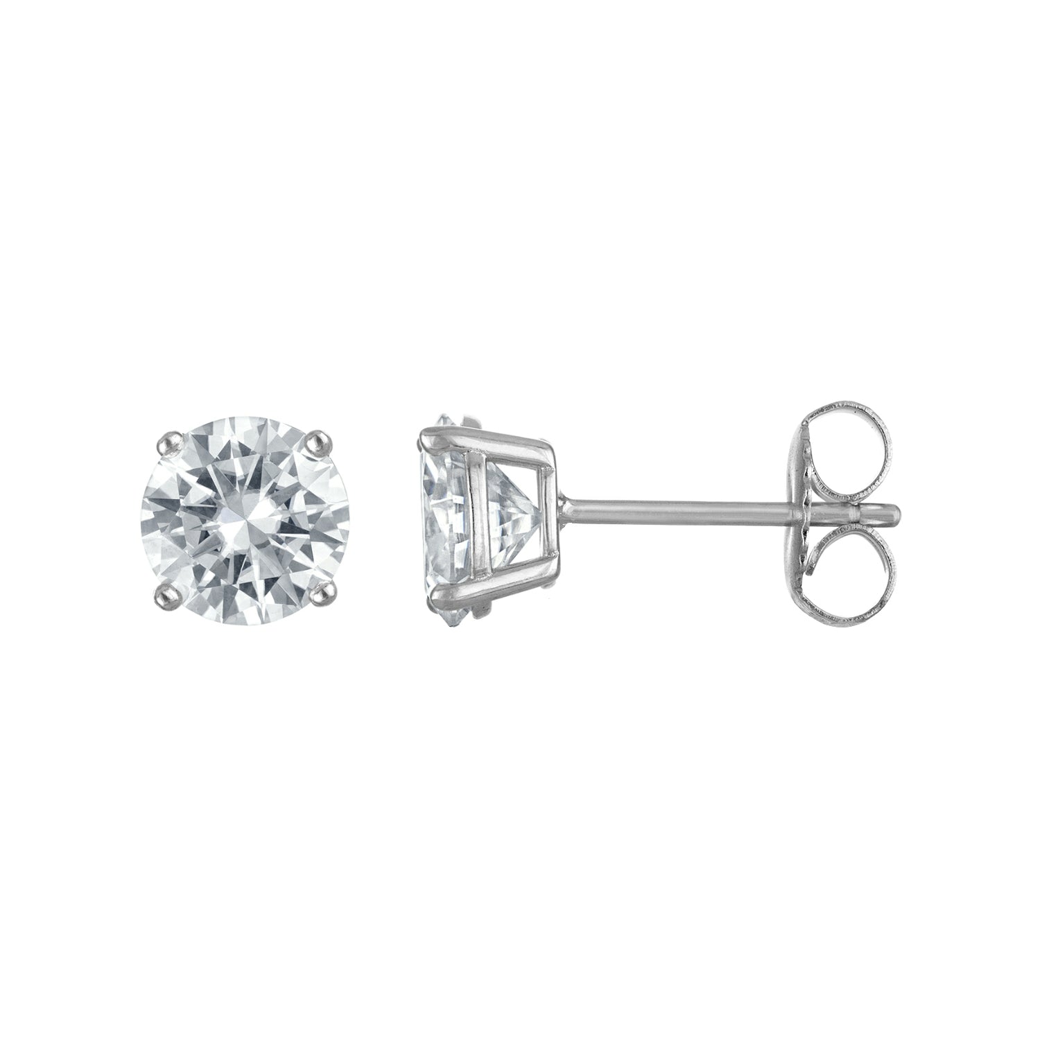 Stud Earrings | Moissanite | Round Basket