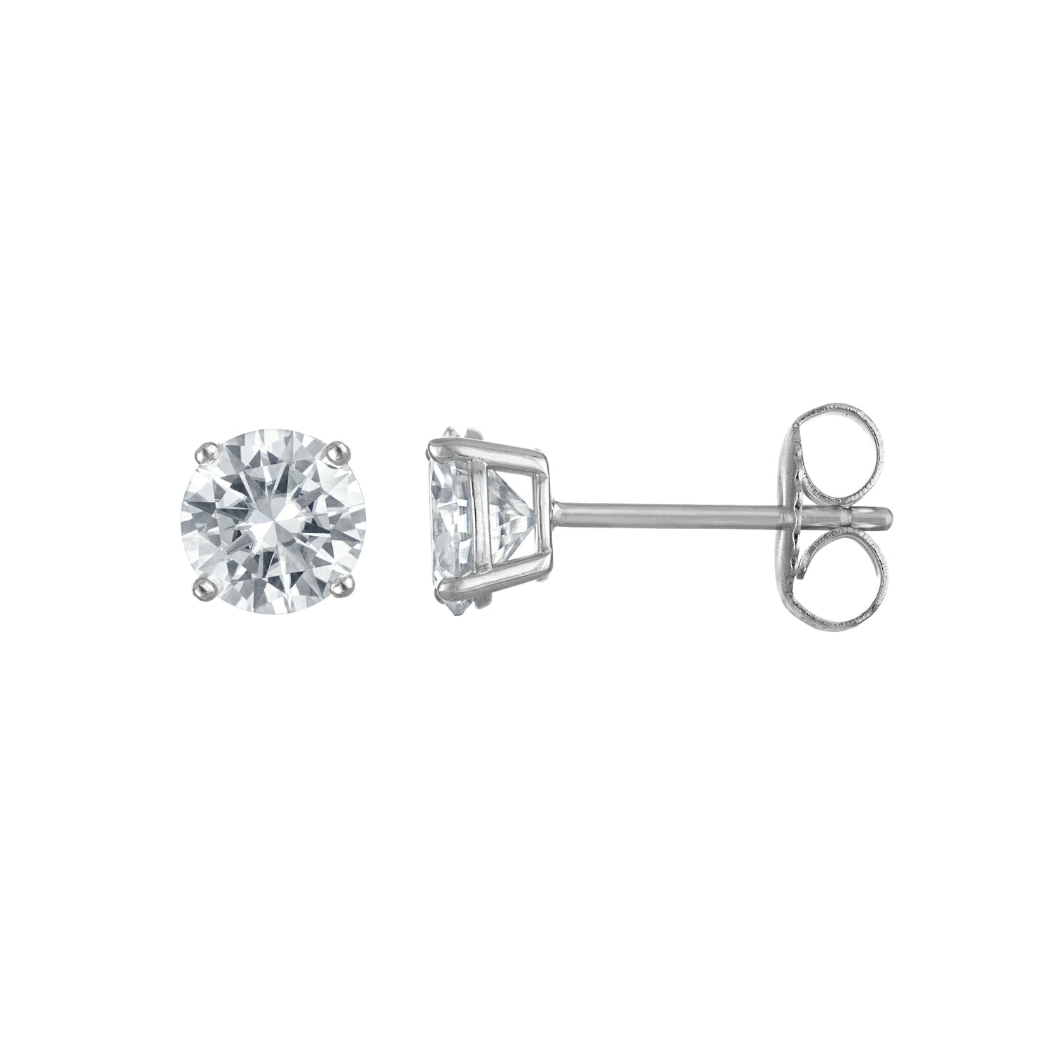 Stud Earrings | Moissanite | Round Basket