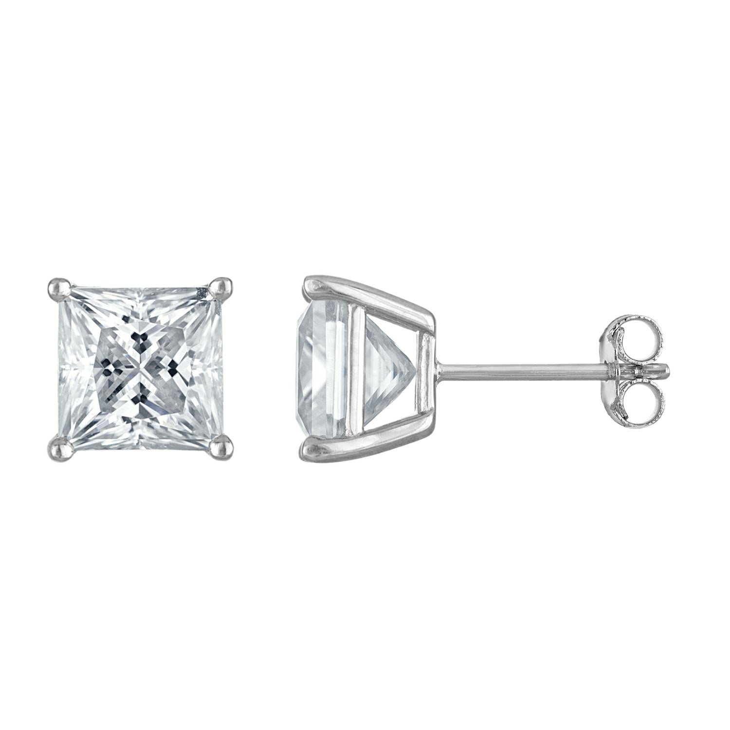 Stud Earrings | Moissanite | Princess-Cut