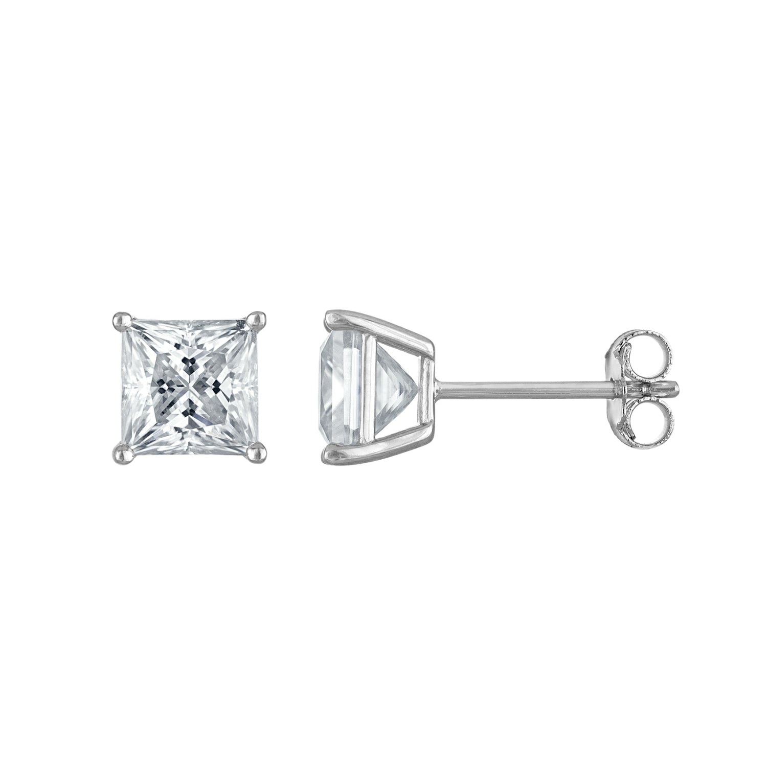 Stud Earrings | Moissanite | Princess-Cut
