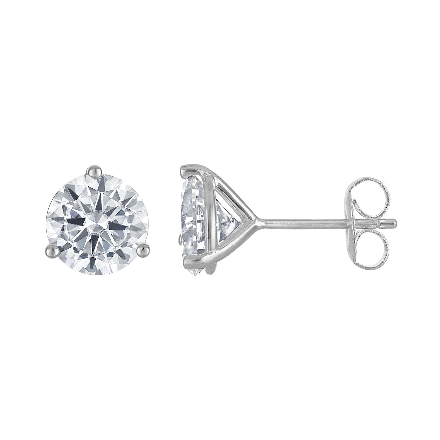 Stud Earrings | Moissanite | 3-Prong Round