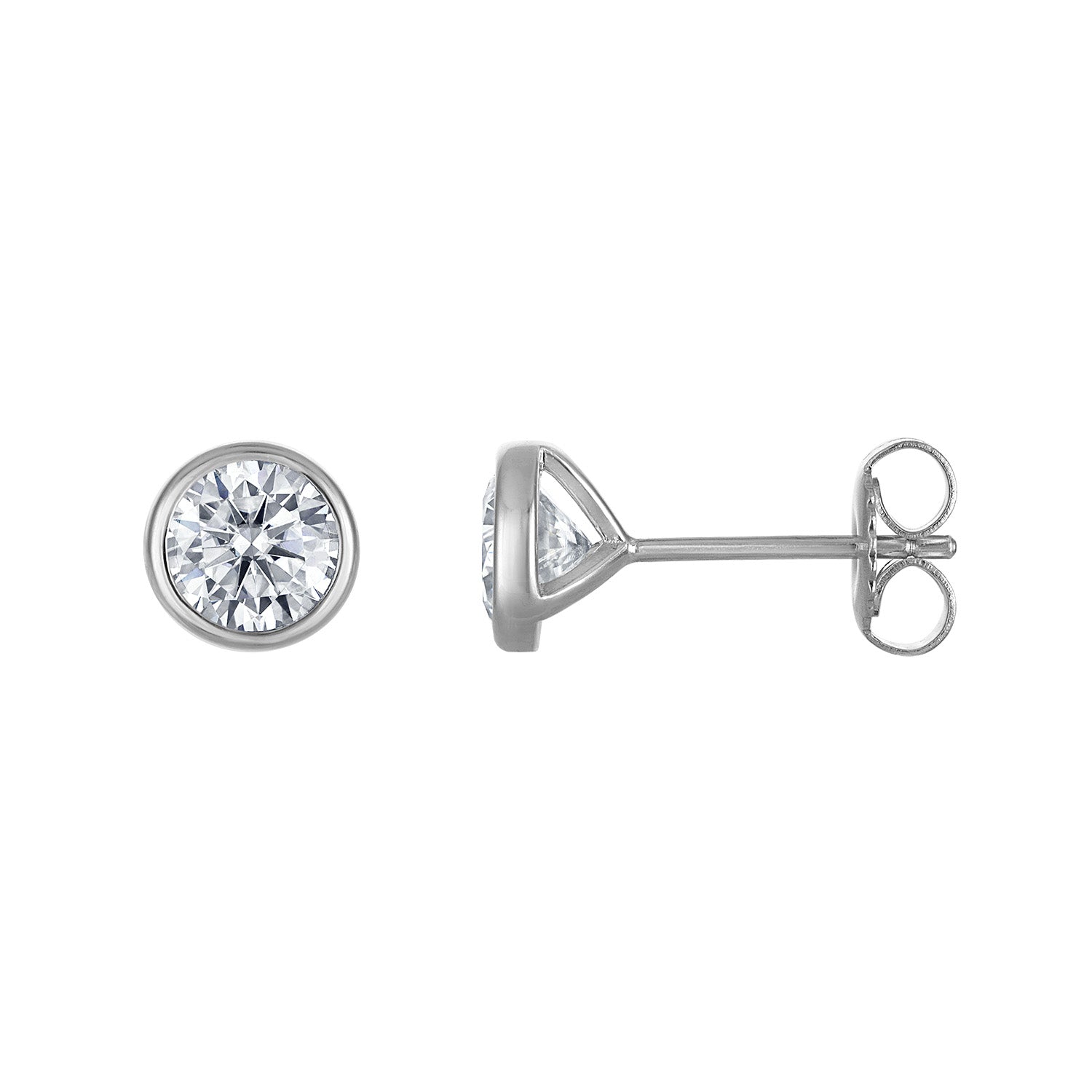 Bezel-Set Round Moissanite Stud Earrings
