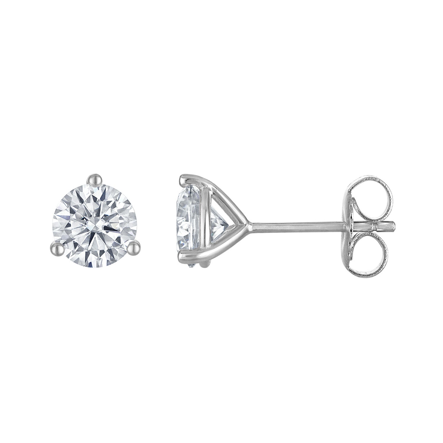 Stud Earrings | Moissanite | 3-Prong Round