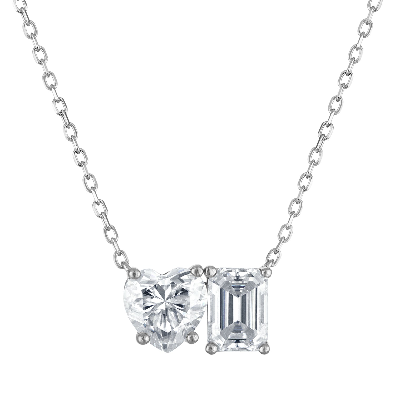 Heart and Emerald Moissanite Necklace