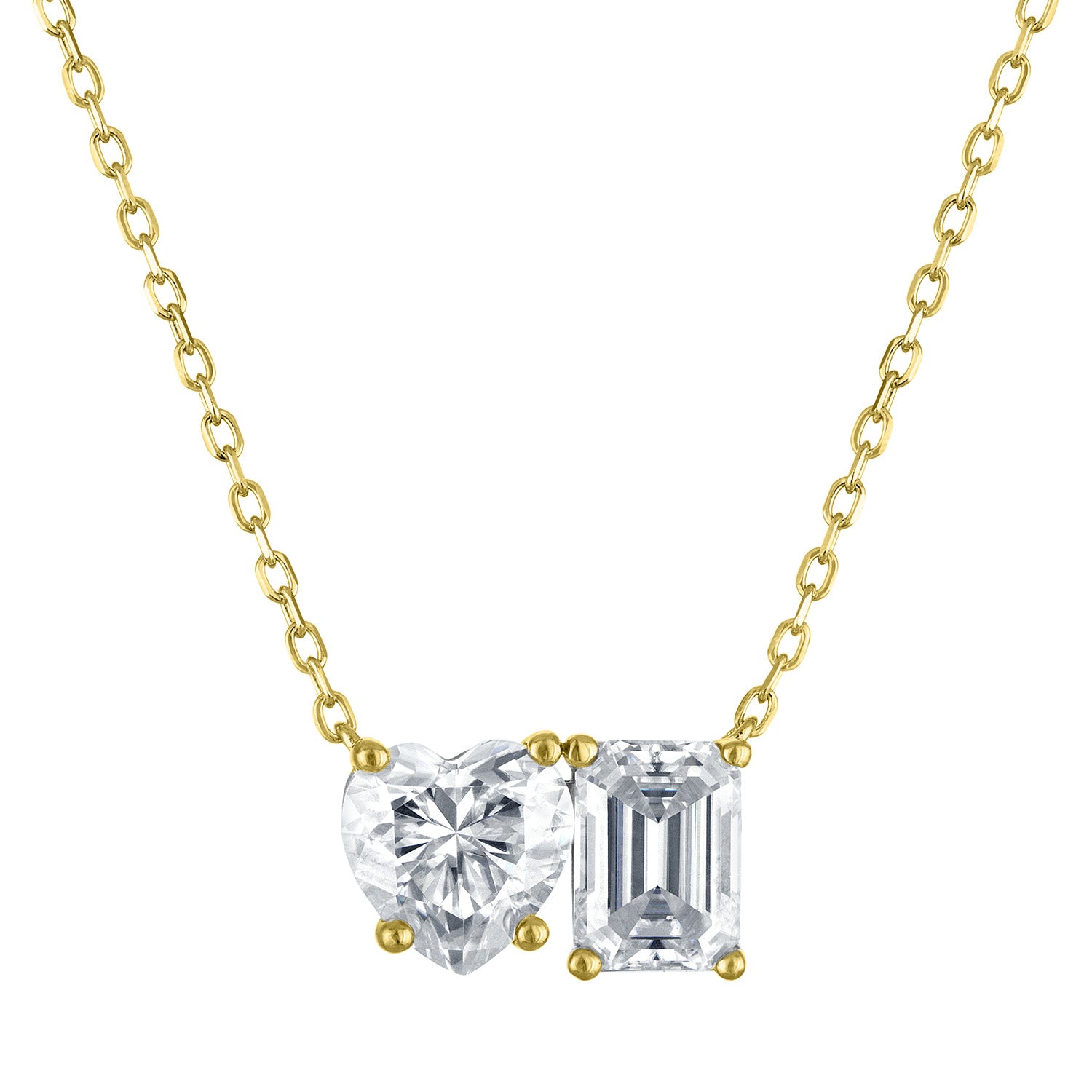 Heart and Emerald Moissanite Necklace