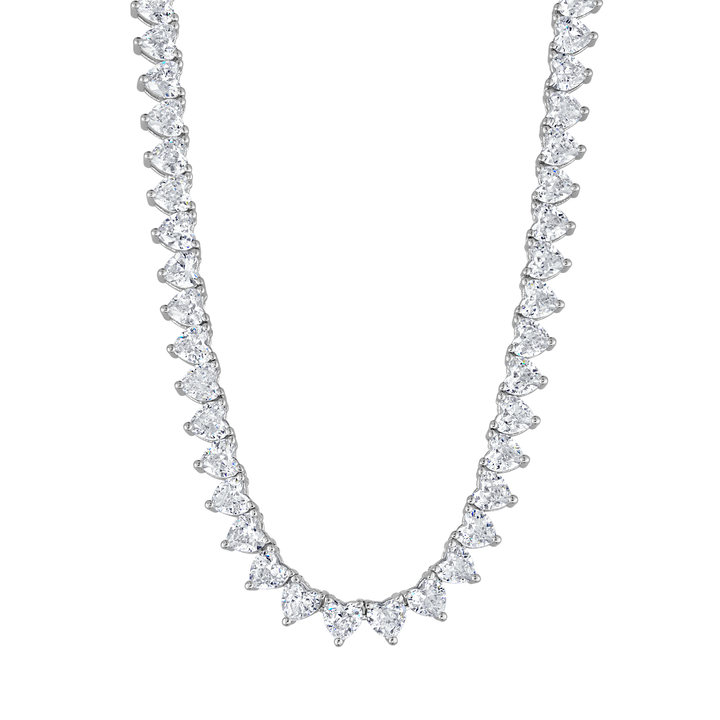 3 Prong Heart Tennis Necklace