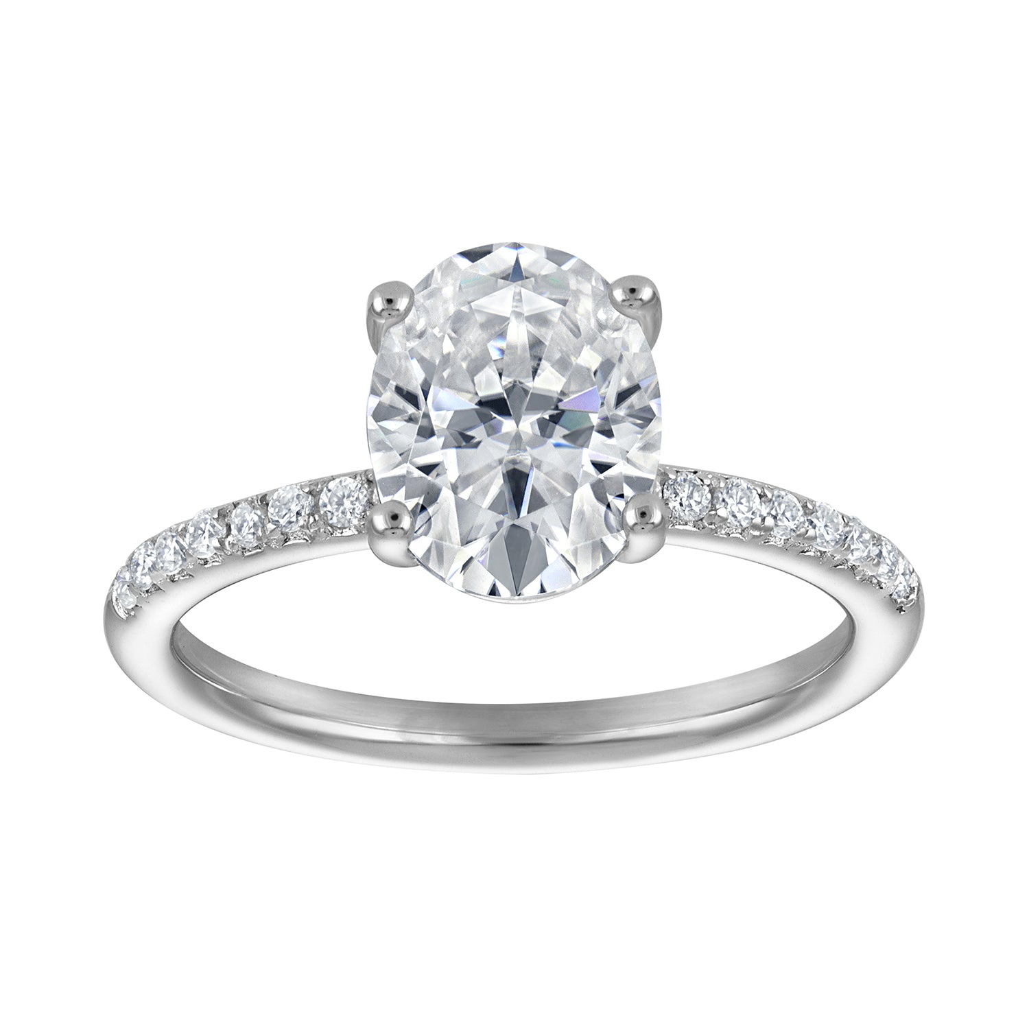 Rings | Moissanite | 2 ct Oval Solitaire, Pave