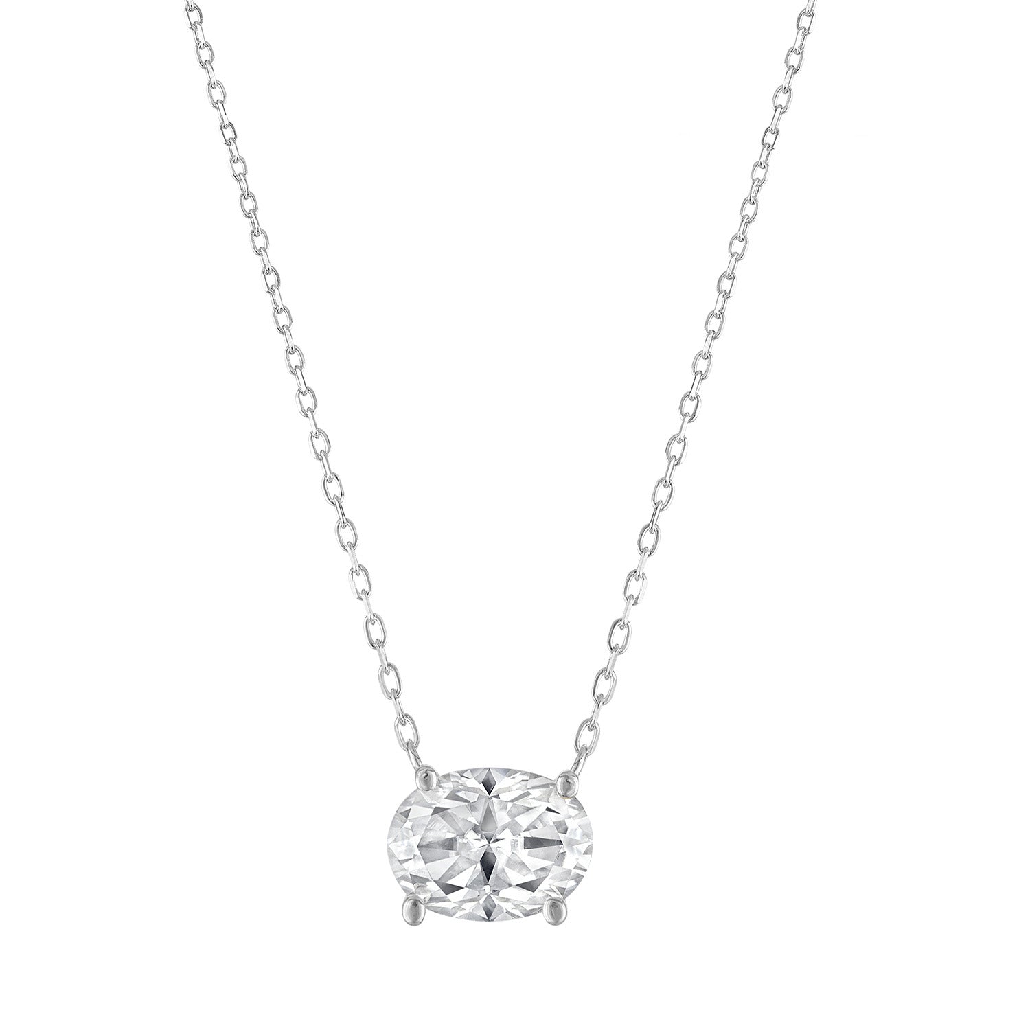 2.5 Carat Moissanite Sidways Oval Necklace