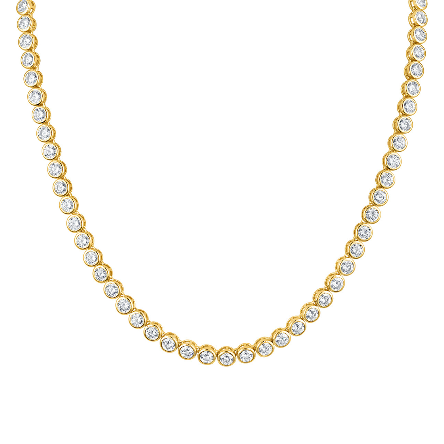 Tennis Necklaces | Cubic Zirconia | Bezel-set Round
