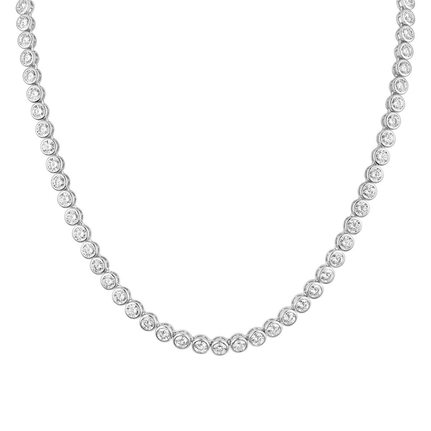 Tennis Necklaces | Cubic Zirconia | Bezel-set Round