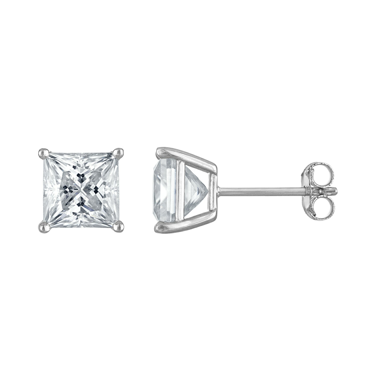 Princess-Cut Moissanite Stud Earrings