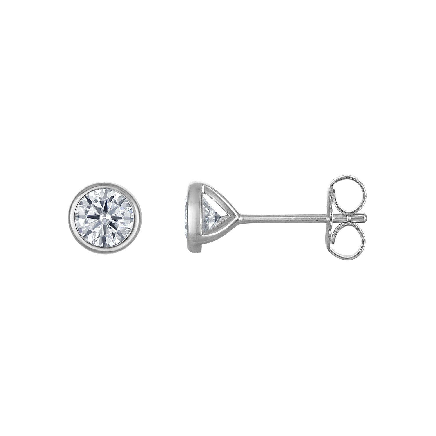Bezel-Set Round Moissanite Stud Earrings