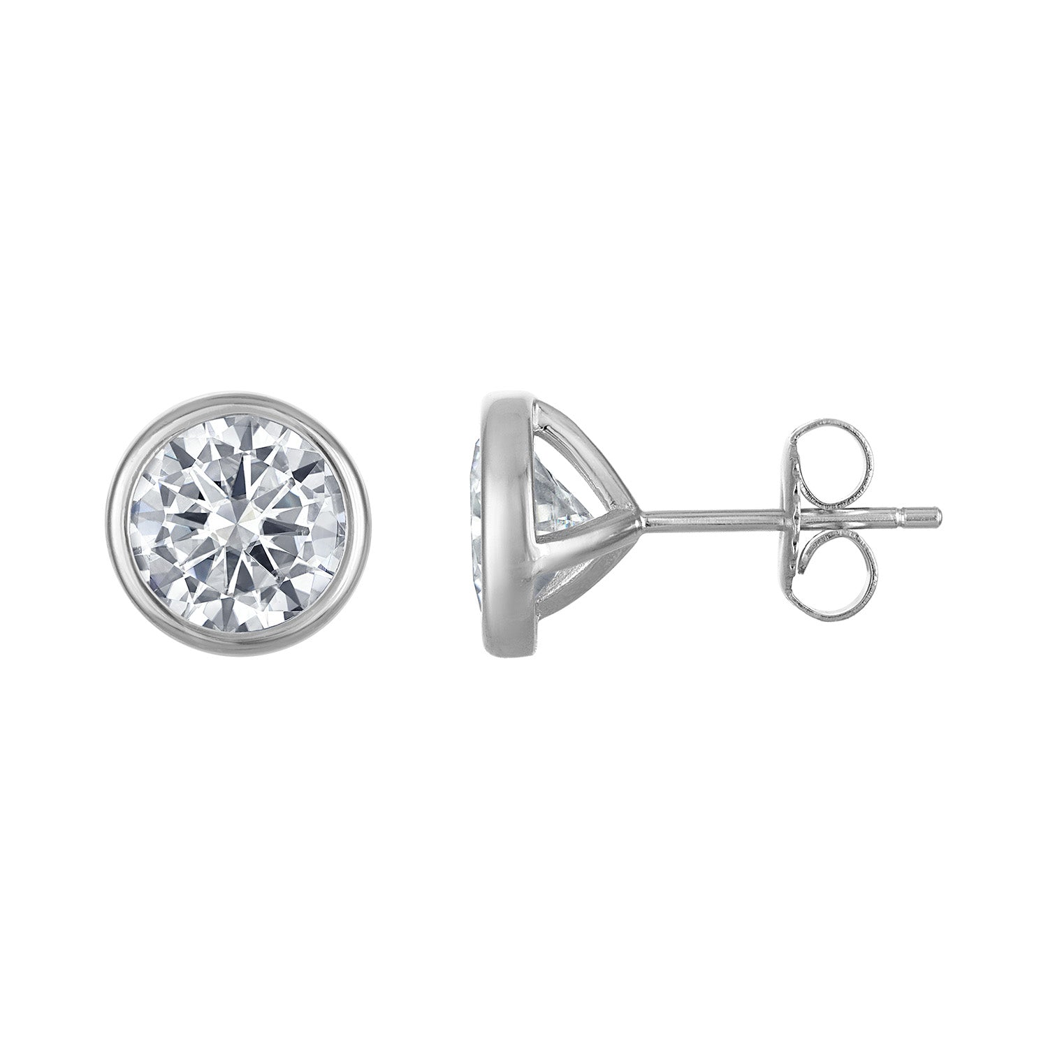 Bezel-Set Round Moissanite Stud Earrings
