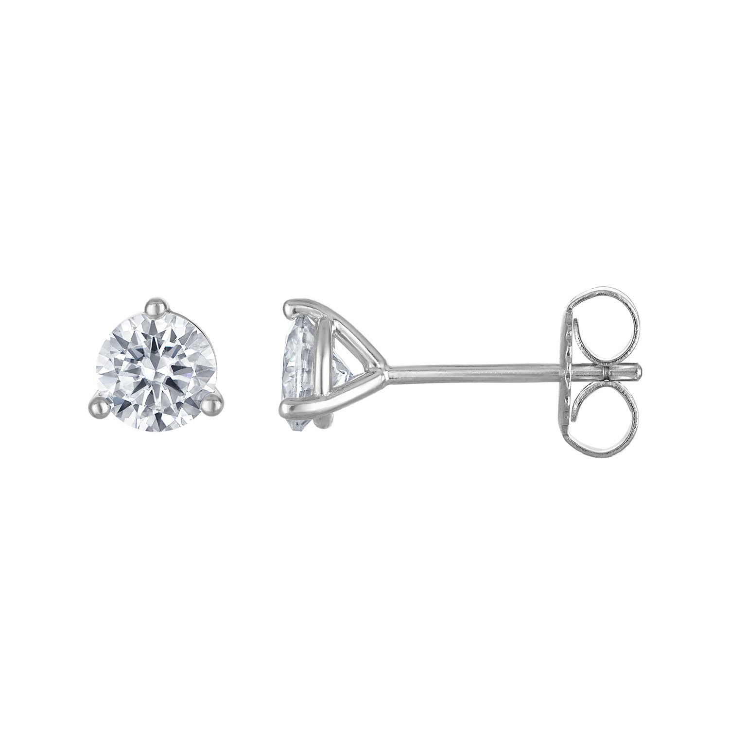 3-Prong Classic Moissanite Round Stud Earrings
