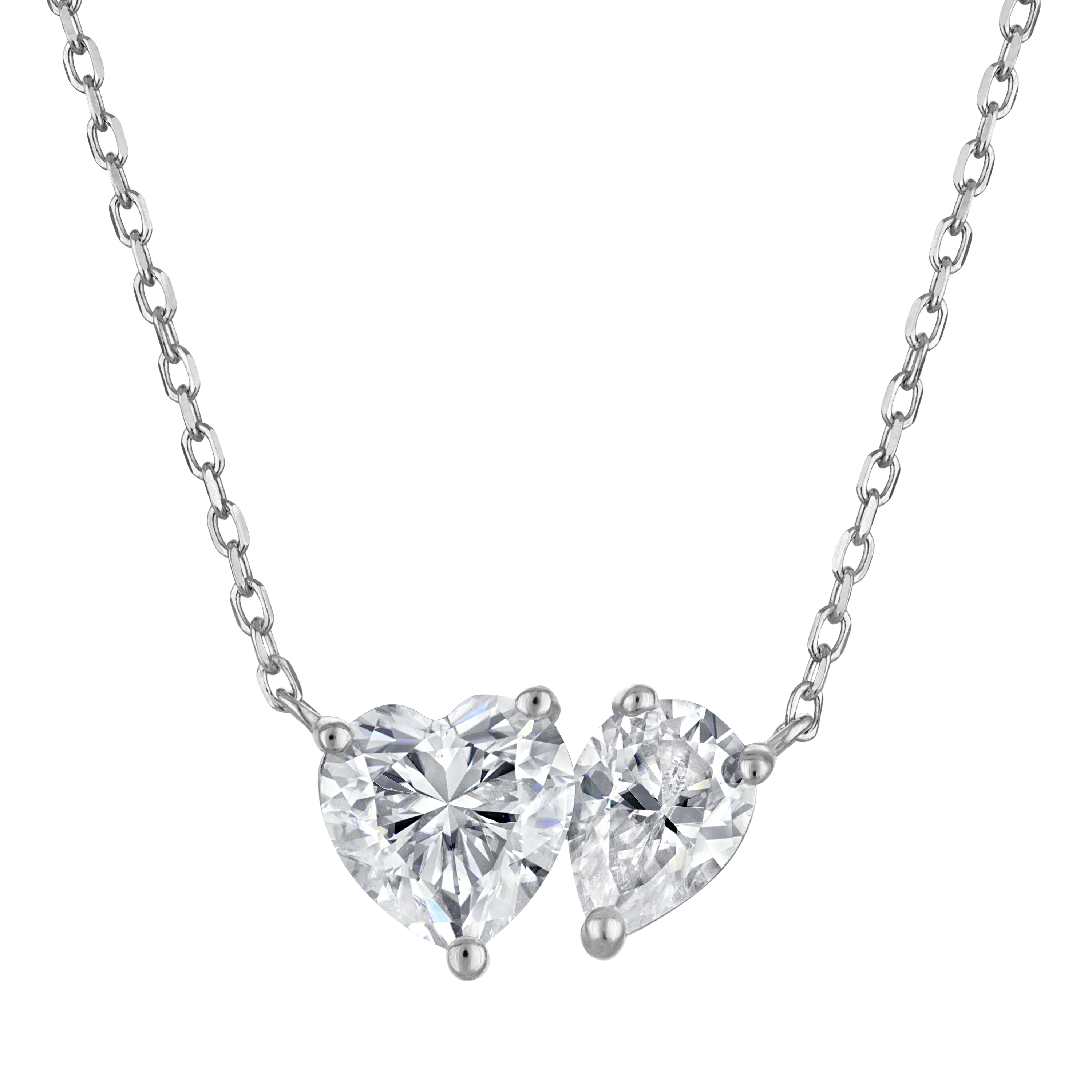 Heart and Pear Moissanite Necklace