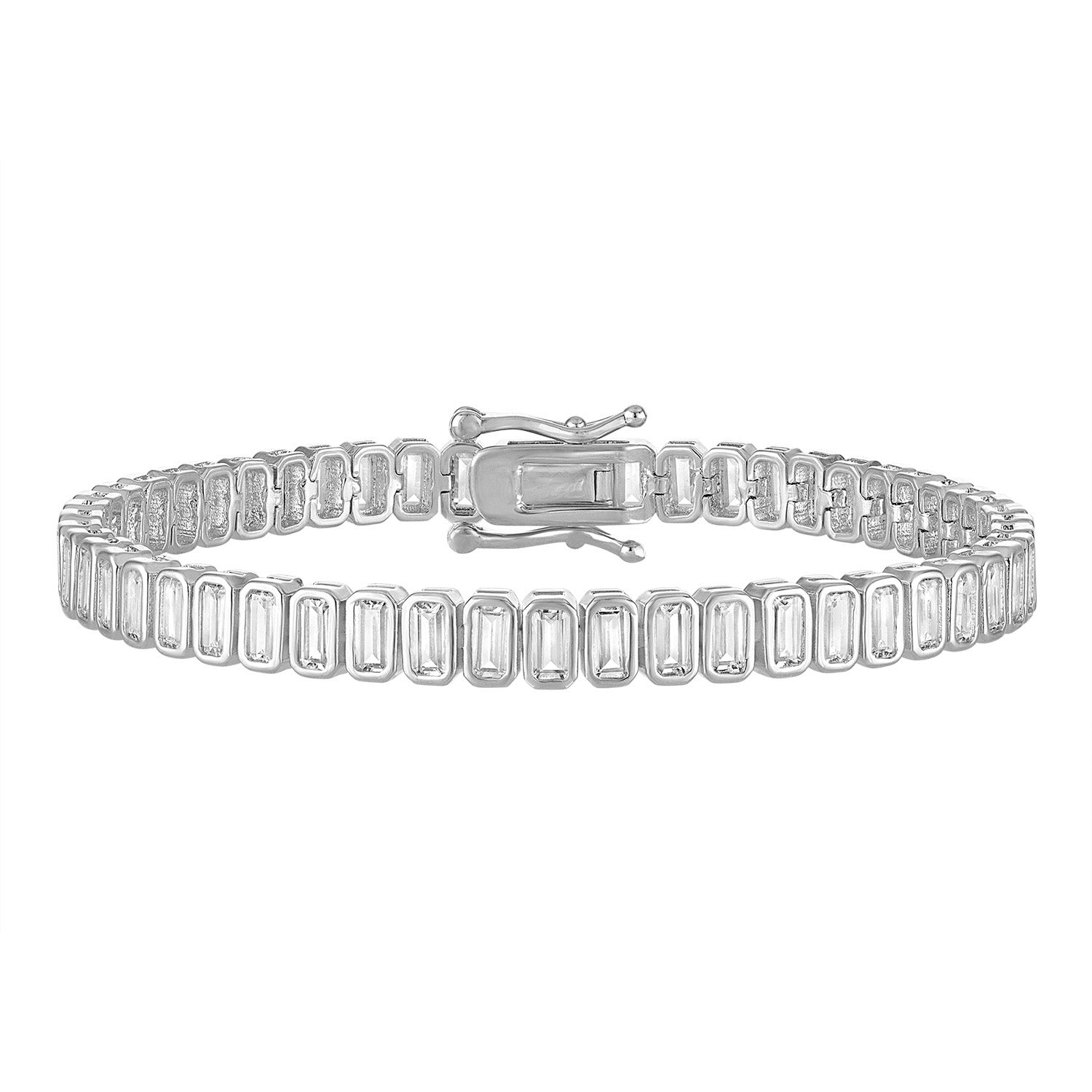 Bezel Set Emerald-Cut Tennis Bracelet