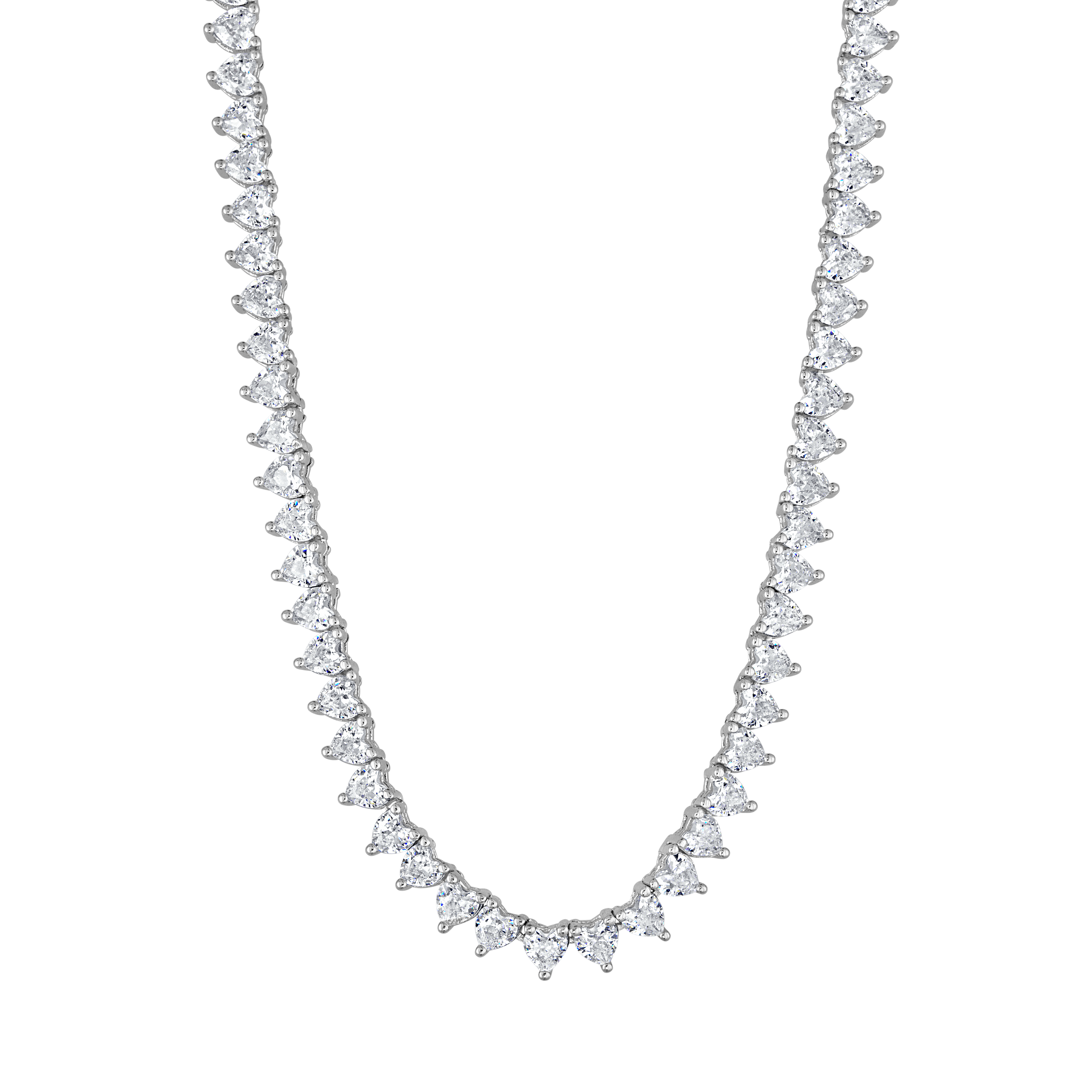 3 Prong Heart Tennis Necklace