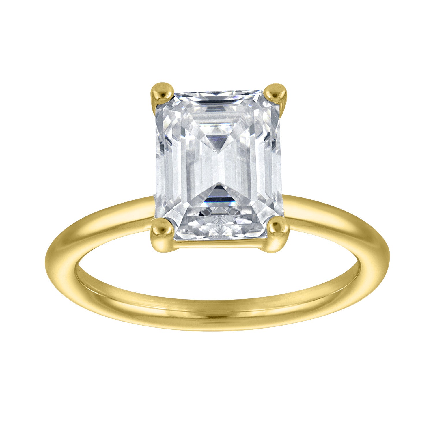 Rings | Moissanite | 2 ct Emerald Solitaire, Plain