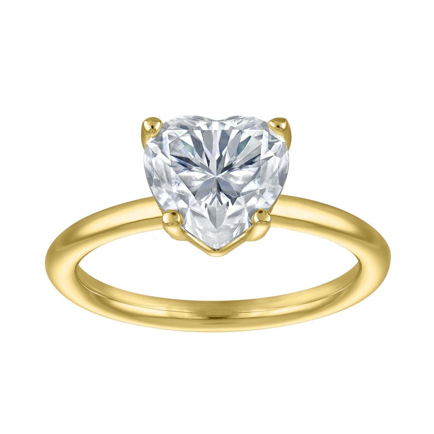 Rings | Moissanite | 2 ct Heart Solitaire, Plain