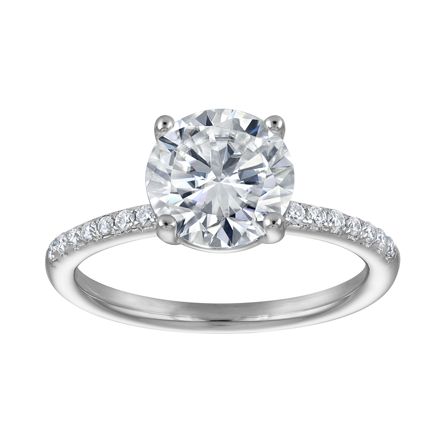 Rings | Moissanite | 2 ct Round Solitaire, Pave
