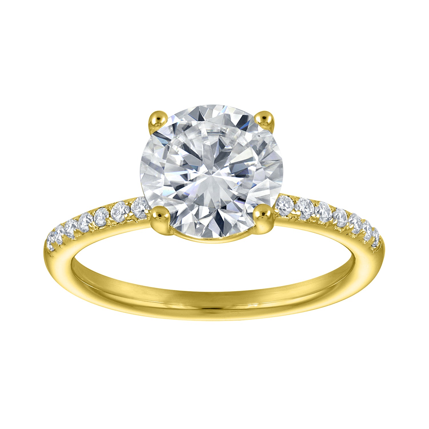 Rings | Moissanite | 2 ct Round Solitaire, Pave