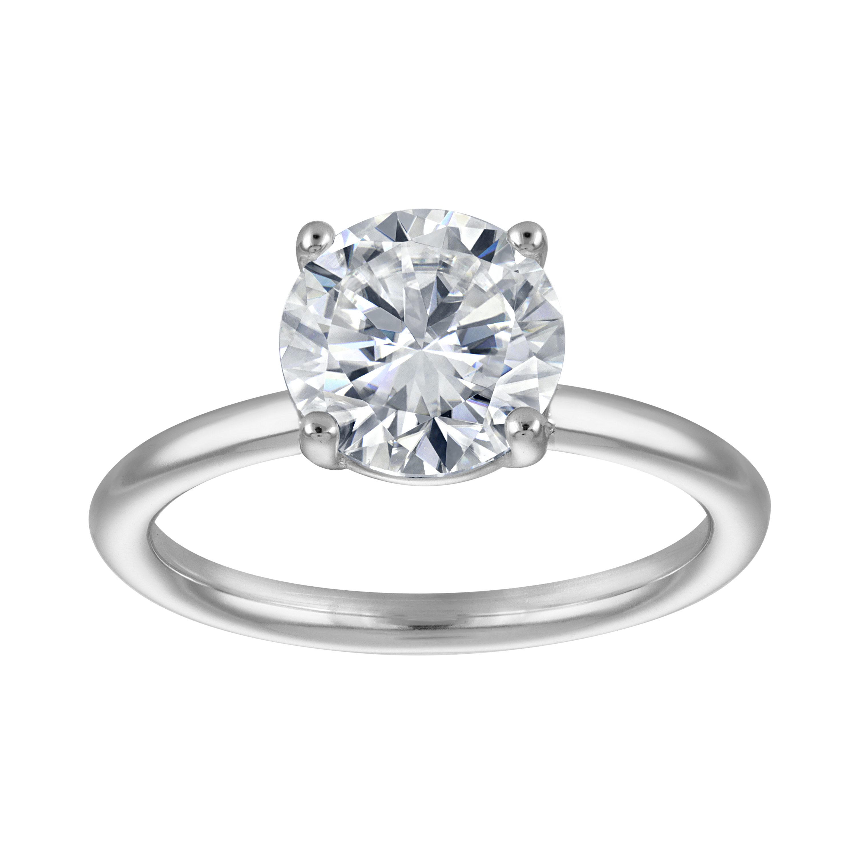 Rings | Moissanite | 2 ct Round Solitaire, Plain