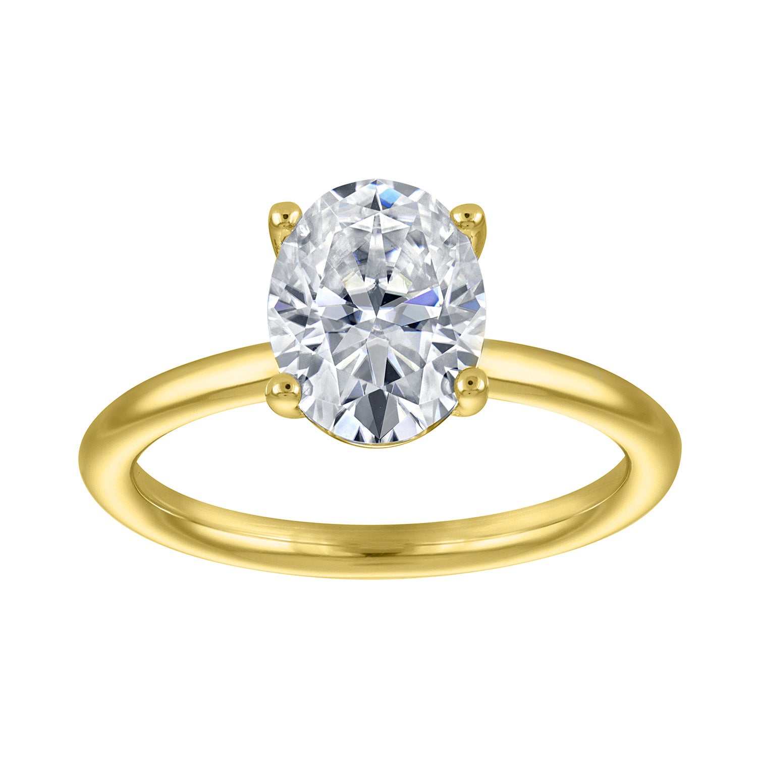 Rings | Moissanite | 2 ct Oval Solitaire, Plain