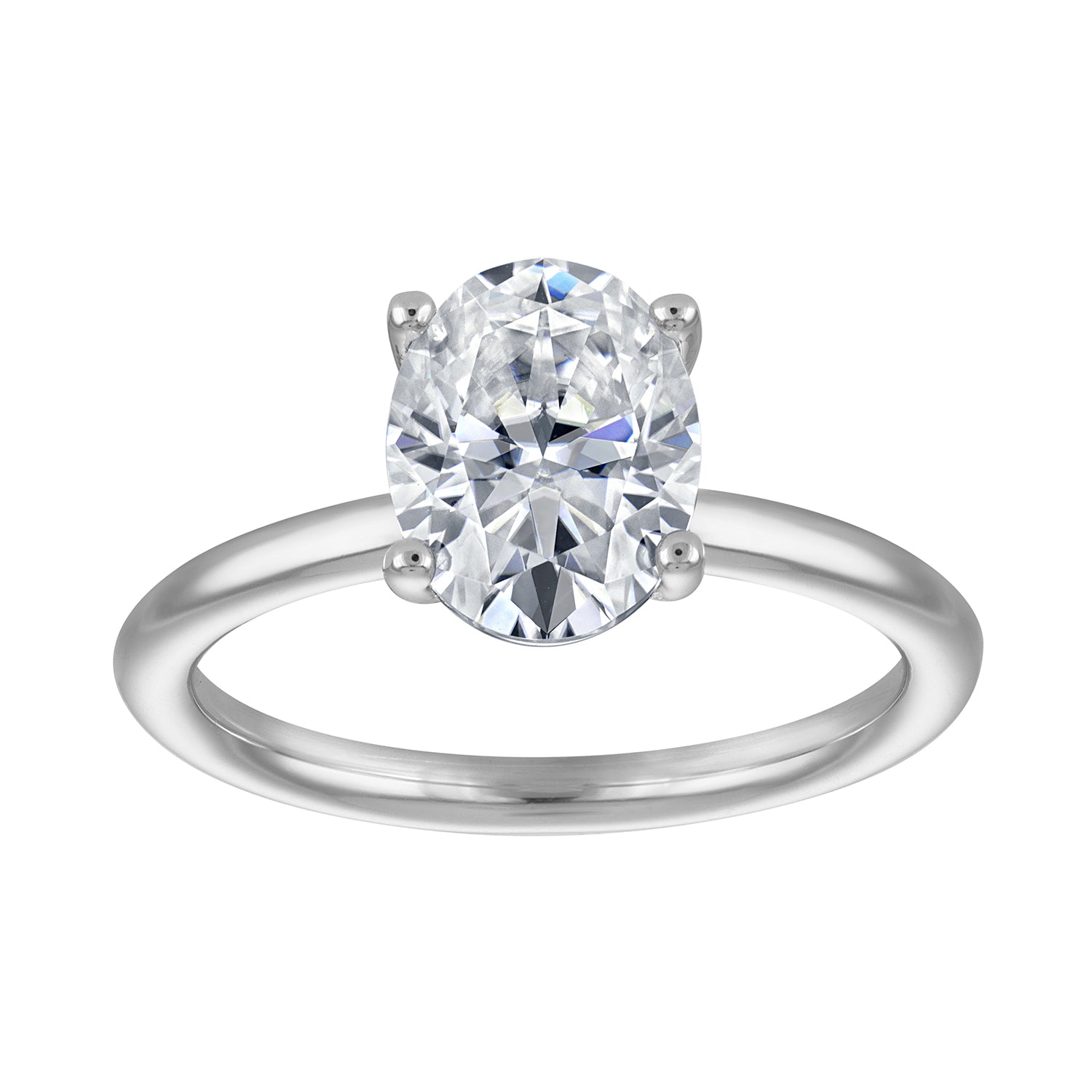 Rings | Moissanite | 2 ct Oval Solitaire, Plain