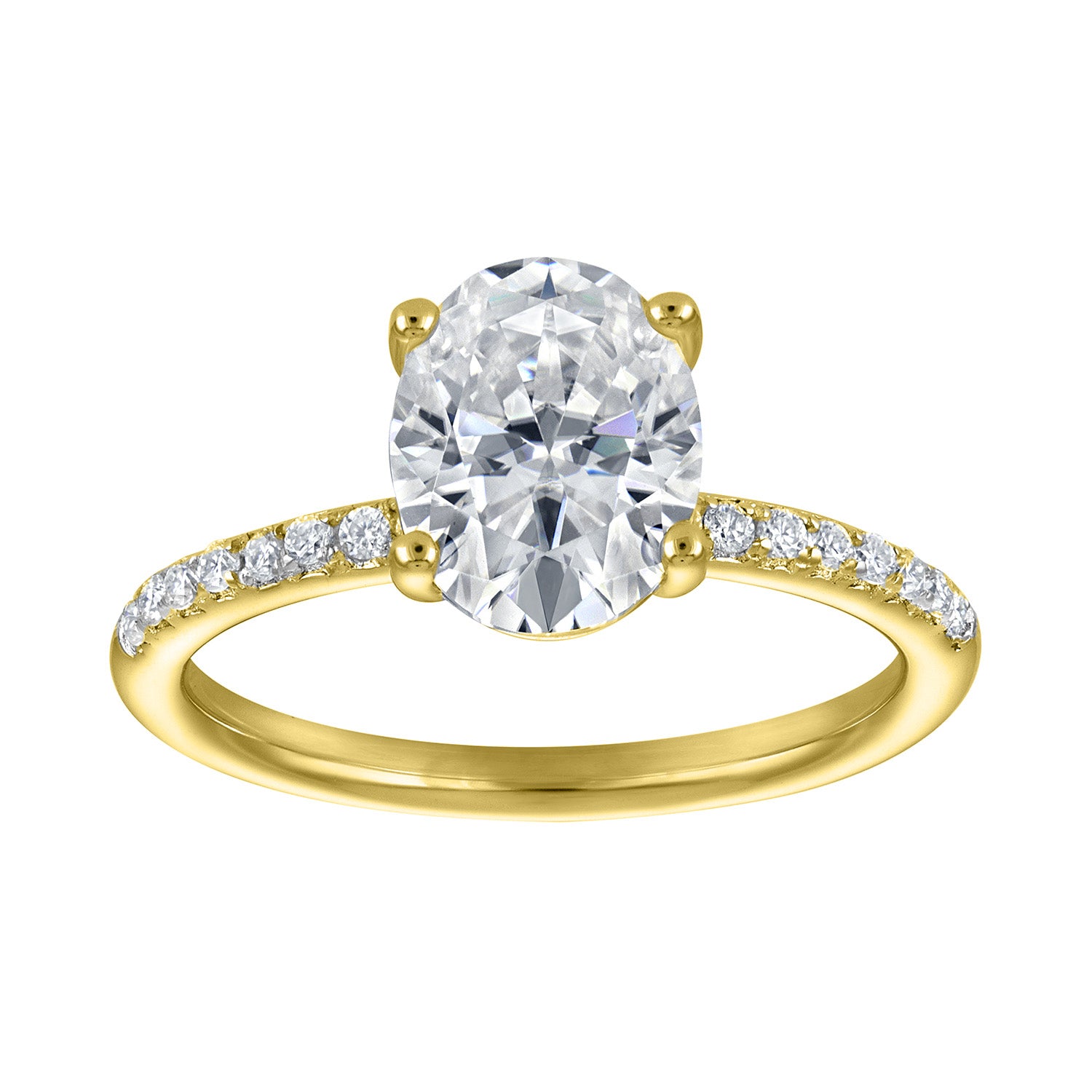 Rings | Moissanite | 2 ct Oval Solitaire, Pave