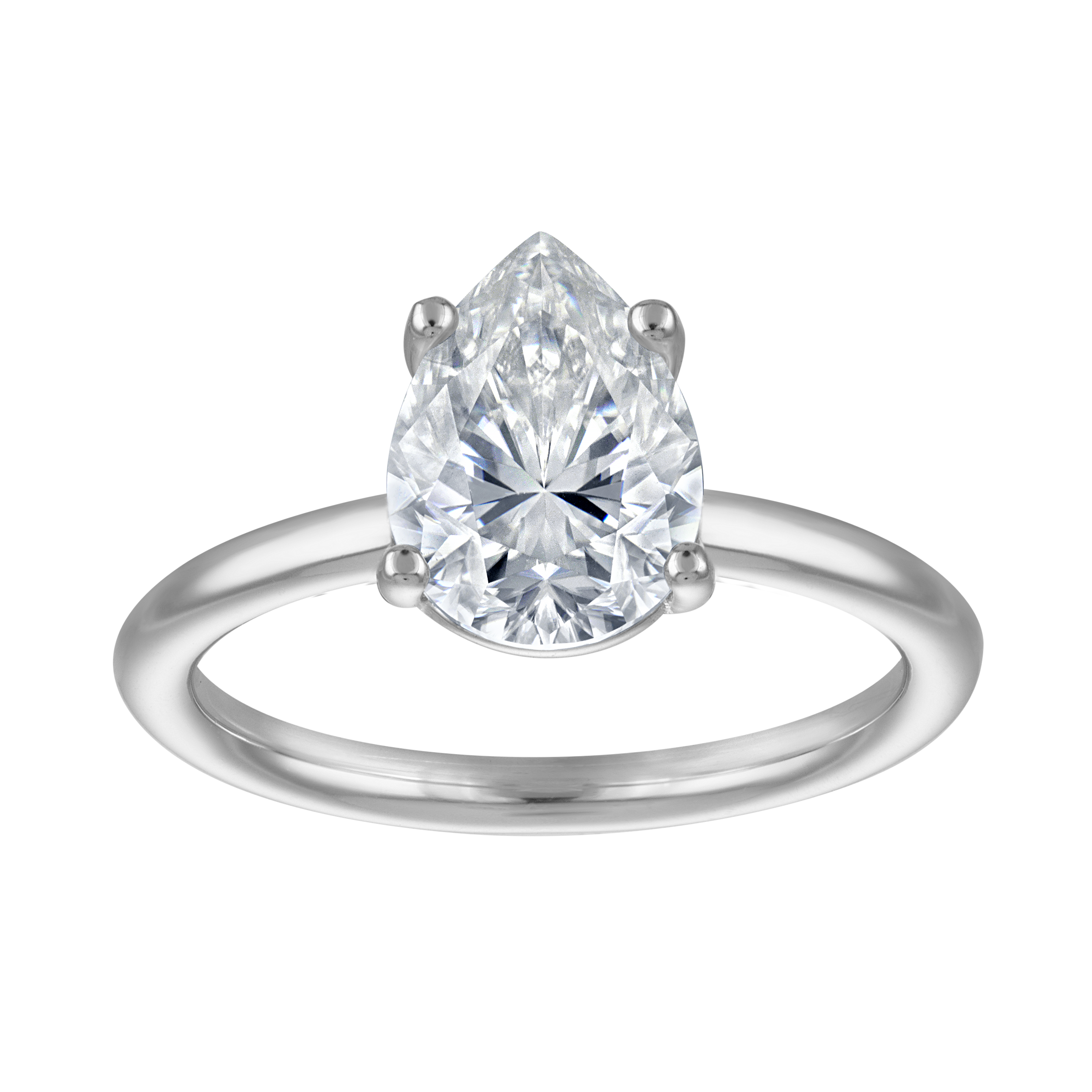 Rings | Moissanite | 2 ct Pear Solitaire, Plain