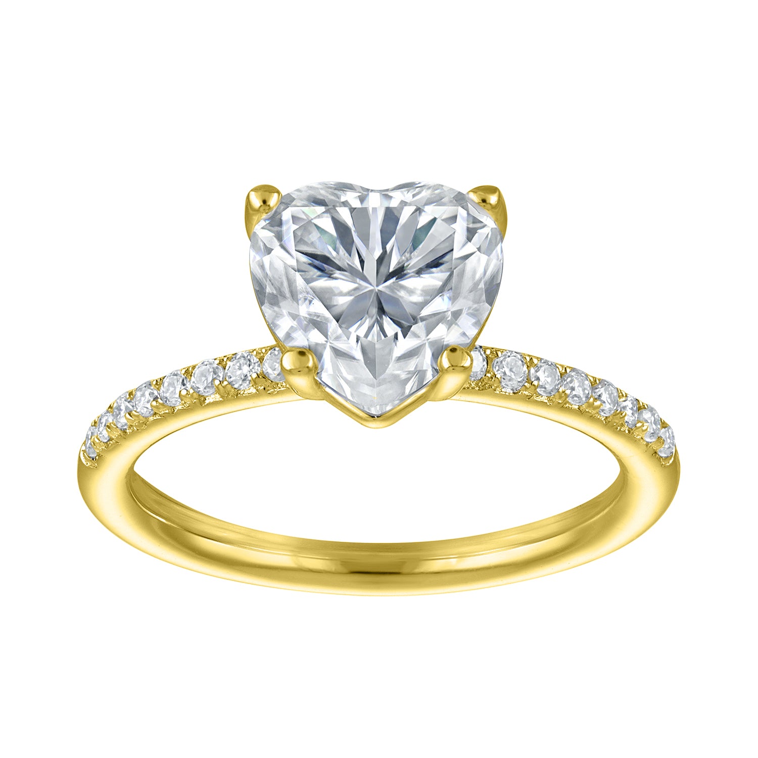 Rings | Moissanite | 2 ct Heart Solitaire, Pave