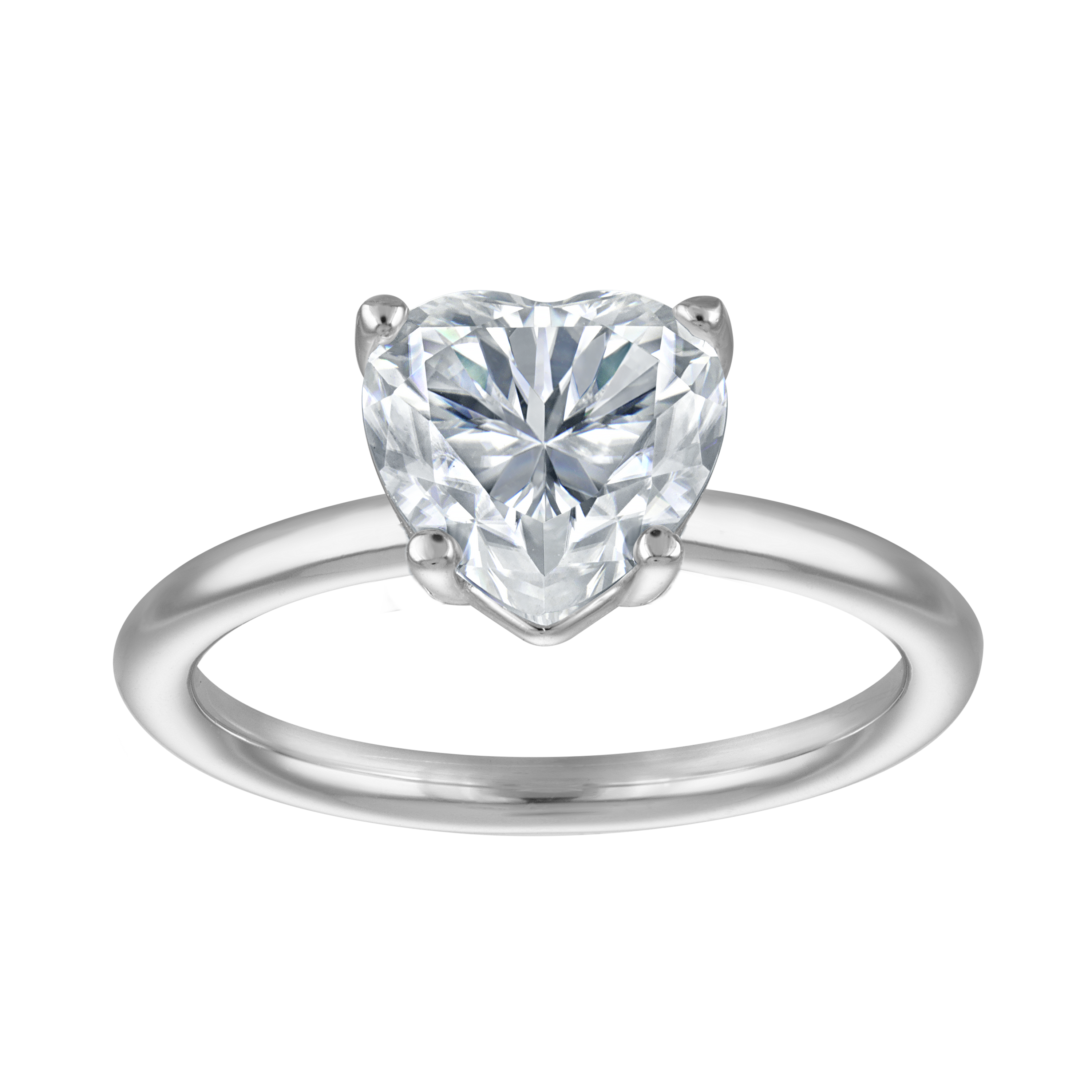Rings | Moissanite | 2 ct Heart Solitaire, Plain