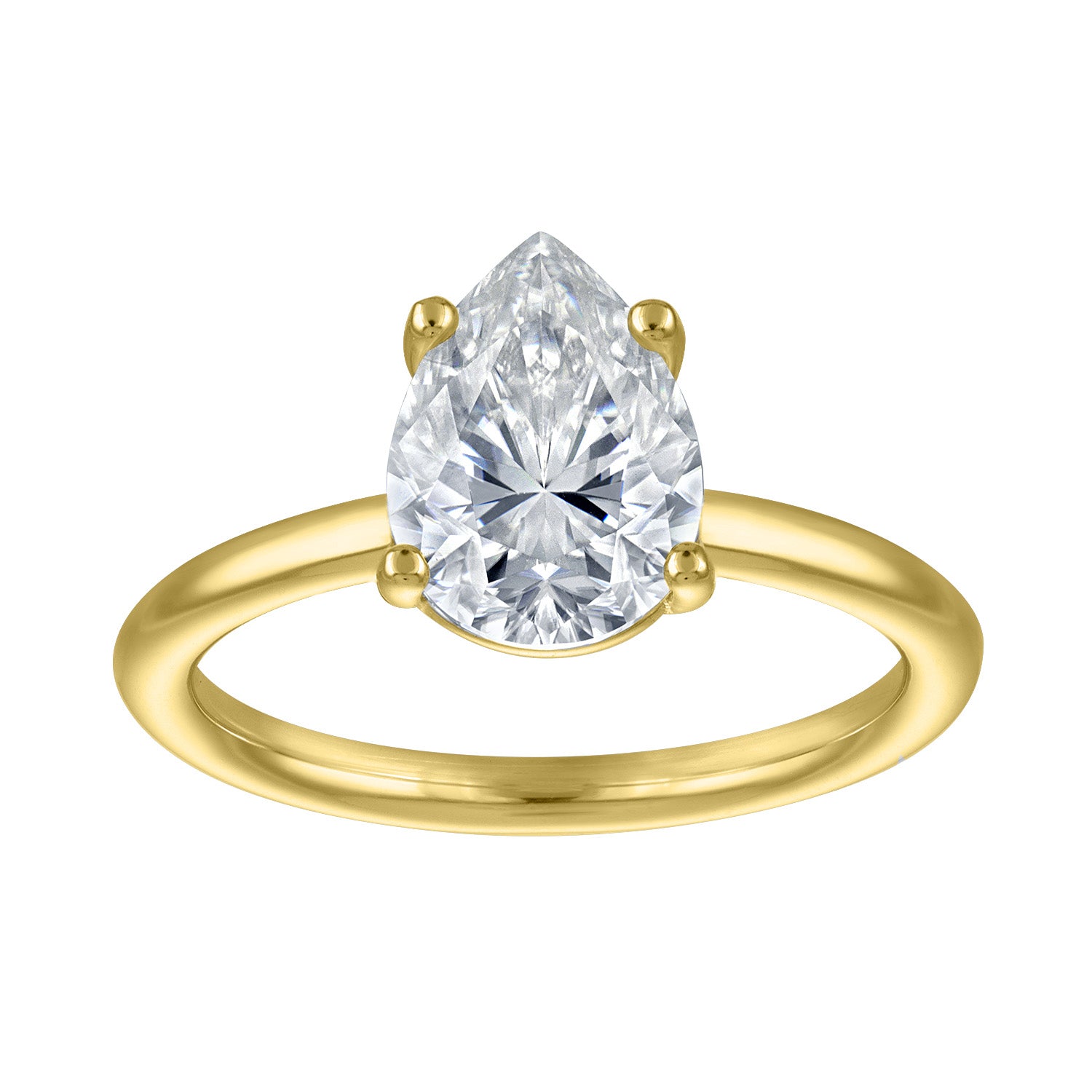 Rings | Moissanite | 2 ct Pear Solitaire, Plain