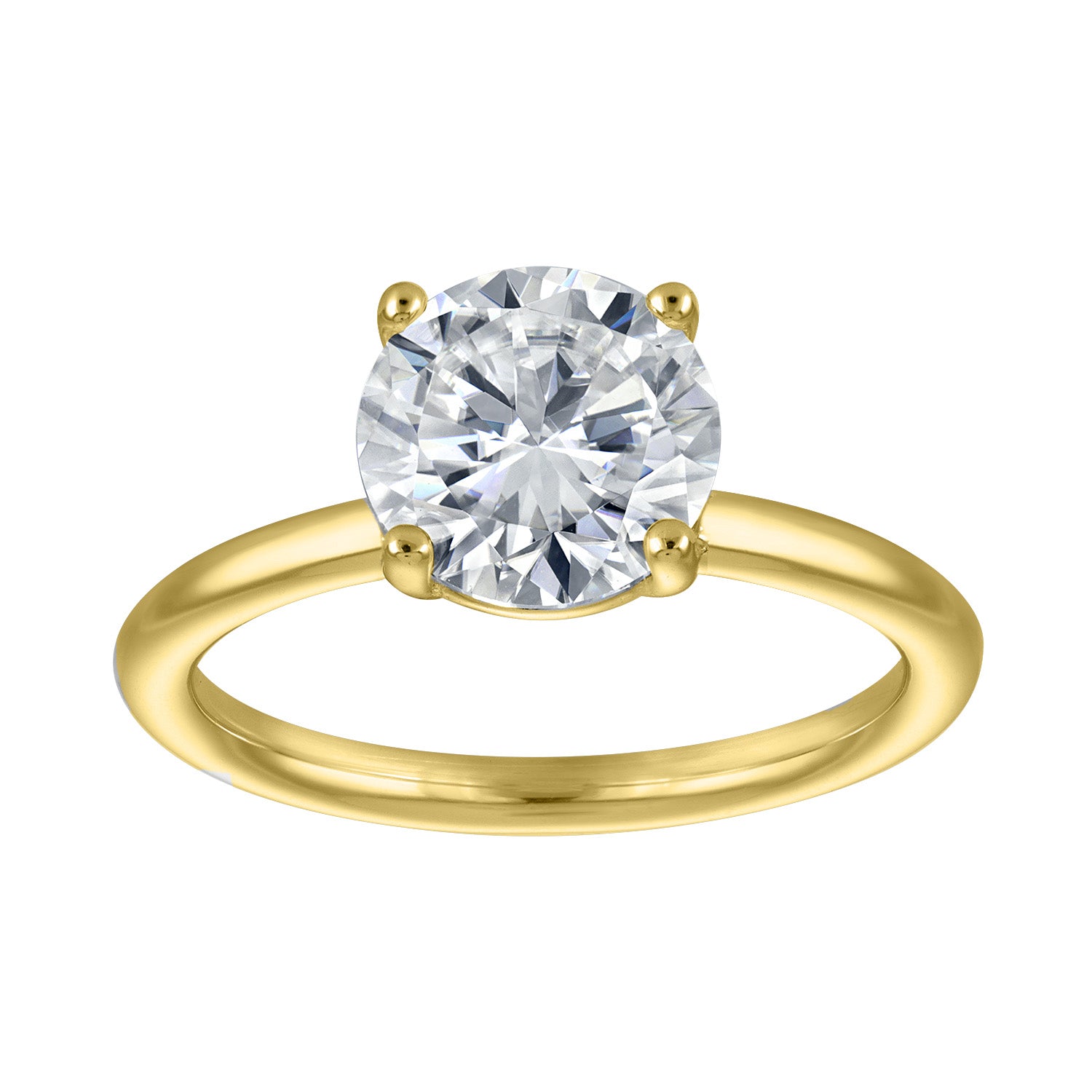 Rings | Moissanite | 2 ct Round Solitaire, Plain