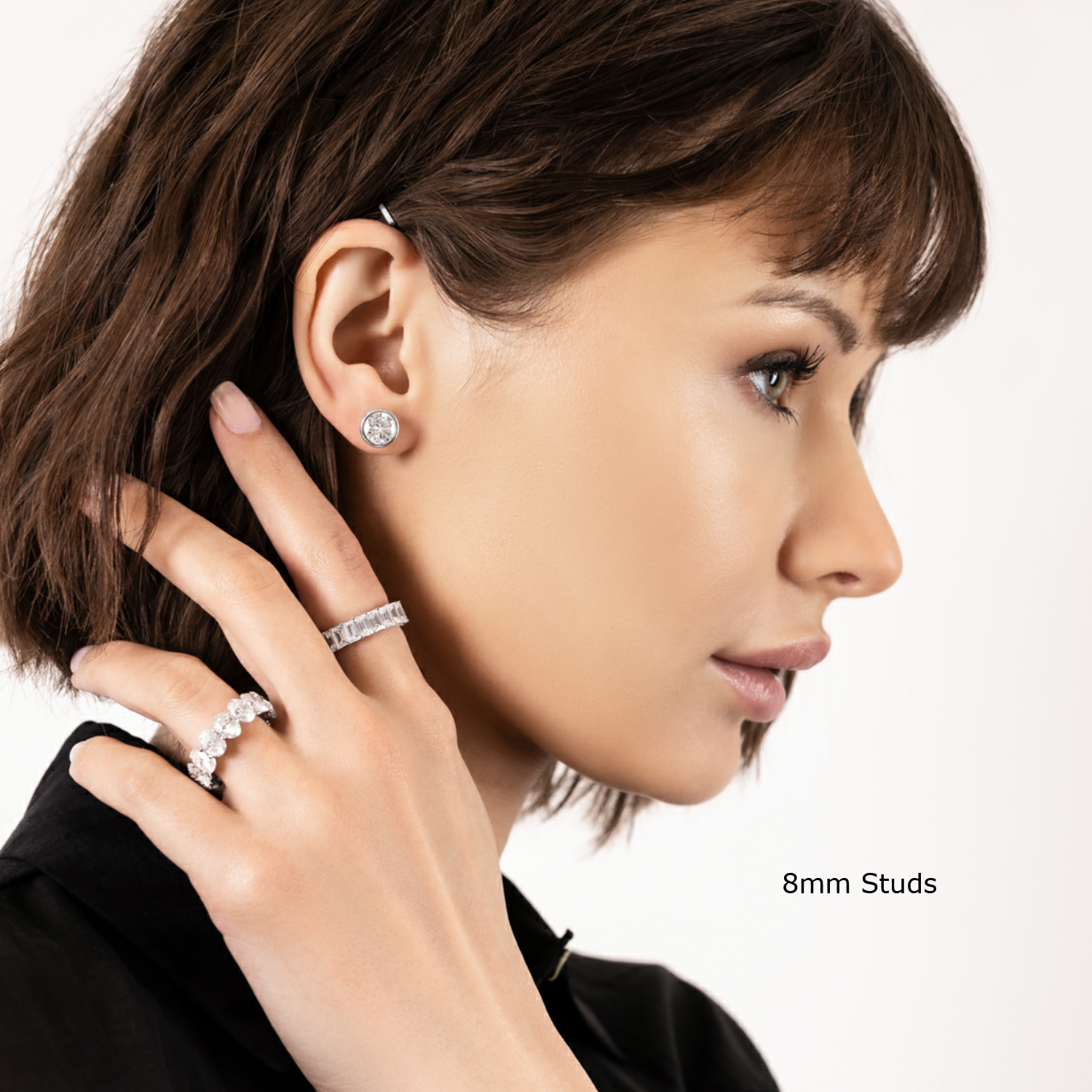 Bezel-Set Round Moissanite Stud Earrings